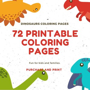 70+ PRINTABLE Dinosaur Coloring Pages, Digital Download, TRex Coloring Pages For Kids, Toddler, Preschool, Digital Dinosaur Coloring Book