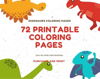 70+ PRINTABLE Dinosaur Coloring Pages, Digital Download, TRex Coloring Pages For Kids, Toddler, Preschool, Digital Dinosaur Coloring Book