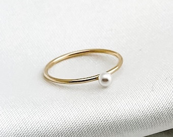 Modern Pearl ring, dainty pearl ring, gold pearl ring, tiny pearl ring, pearl ring dainty, sterling silver, thin stacking ring