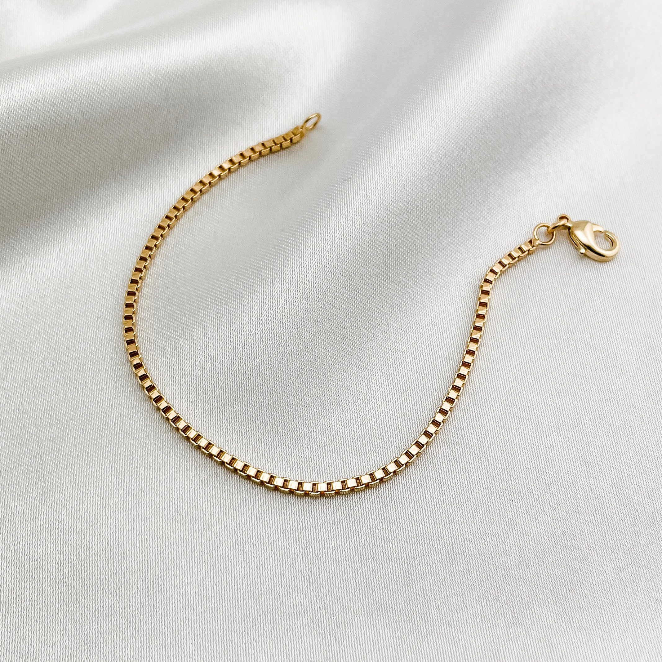 Box Chain Bracelet Gold Box Chain Bracelet Gold Chain Etsy