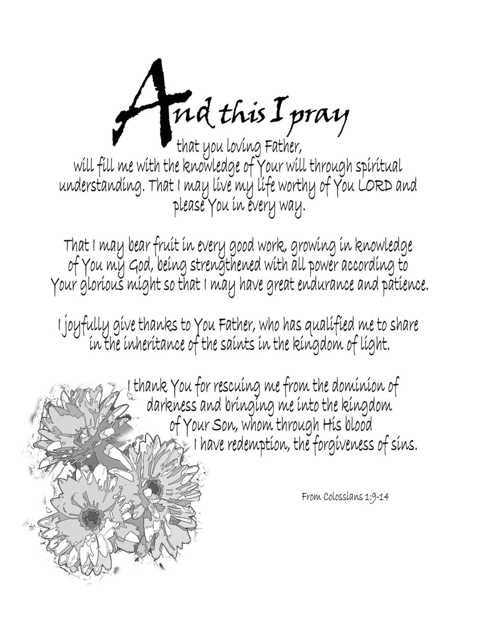Printable Bible Verse Prayer, Colossians, Minimalist Christian Wall ...