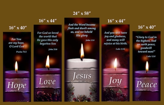 Advent Candles for Christmas Holiday - Banner Set of 5