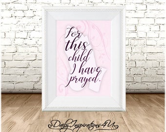 Girls Nursery Prints, Wall Decor, Minimalist Christian Art, Pink, Digital Download, Printable Nursery Poster  (G518-1)