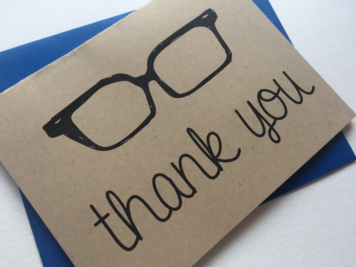 Hipster Glasses Thank You Card Etsy