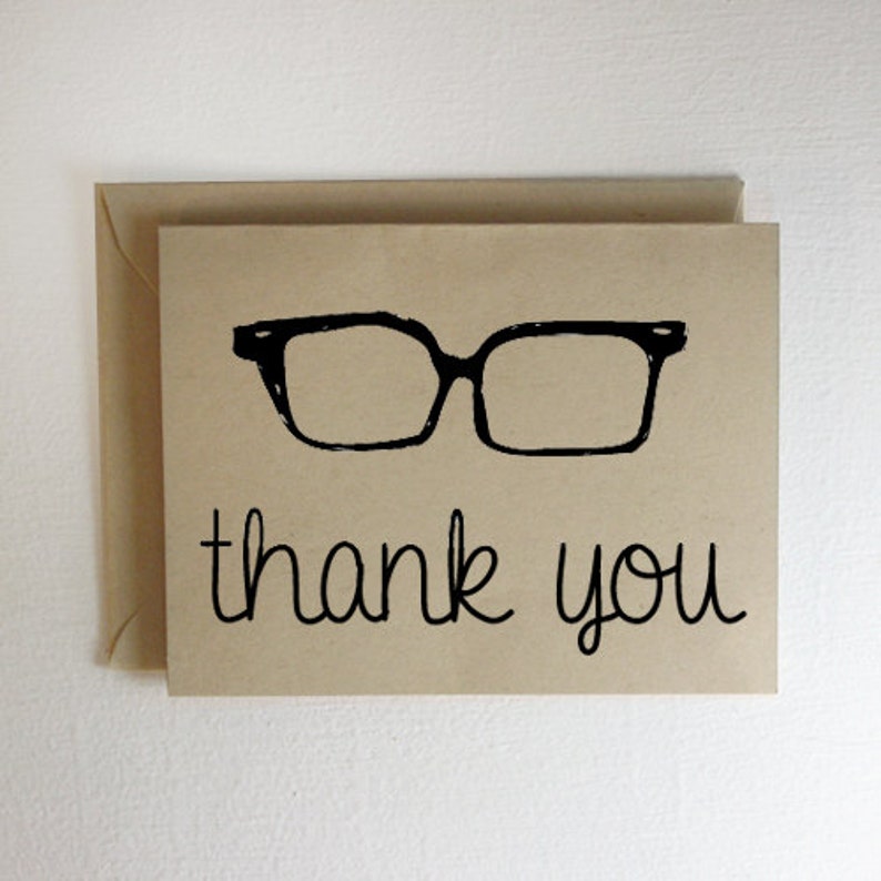 Hipster Glasses Thank You Card Etsy