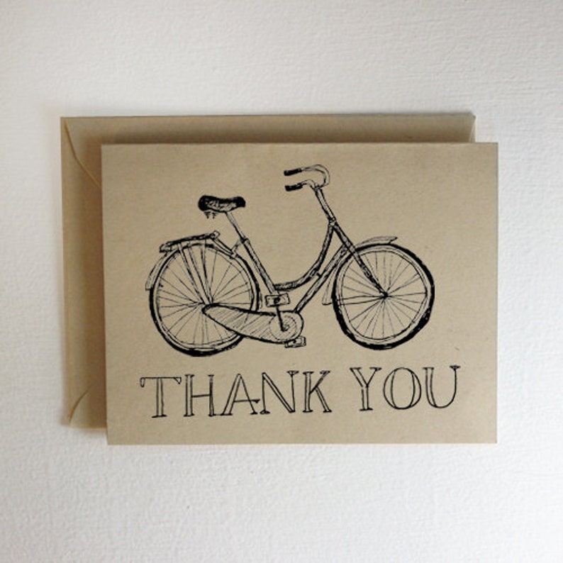 Bicycle Thank You Card Bike Etsy
