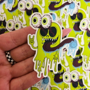 Lime Green Drippy Ghost Vinyl Sticker (Matte Finish)