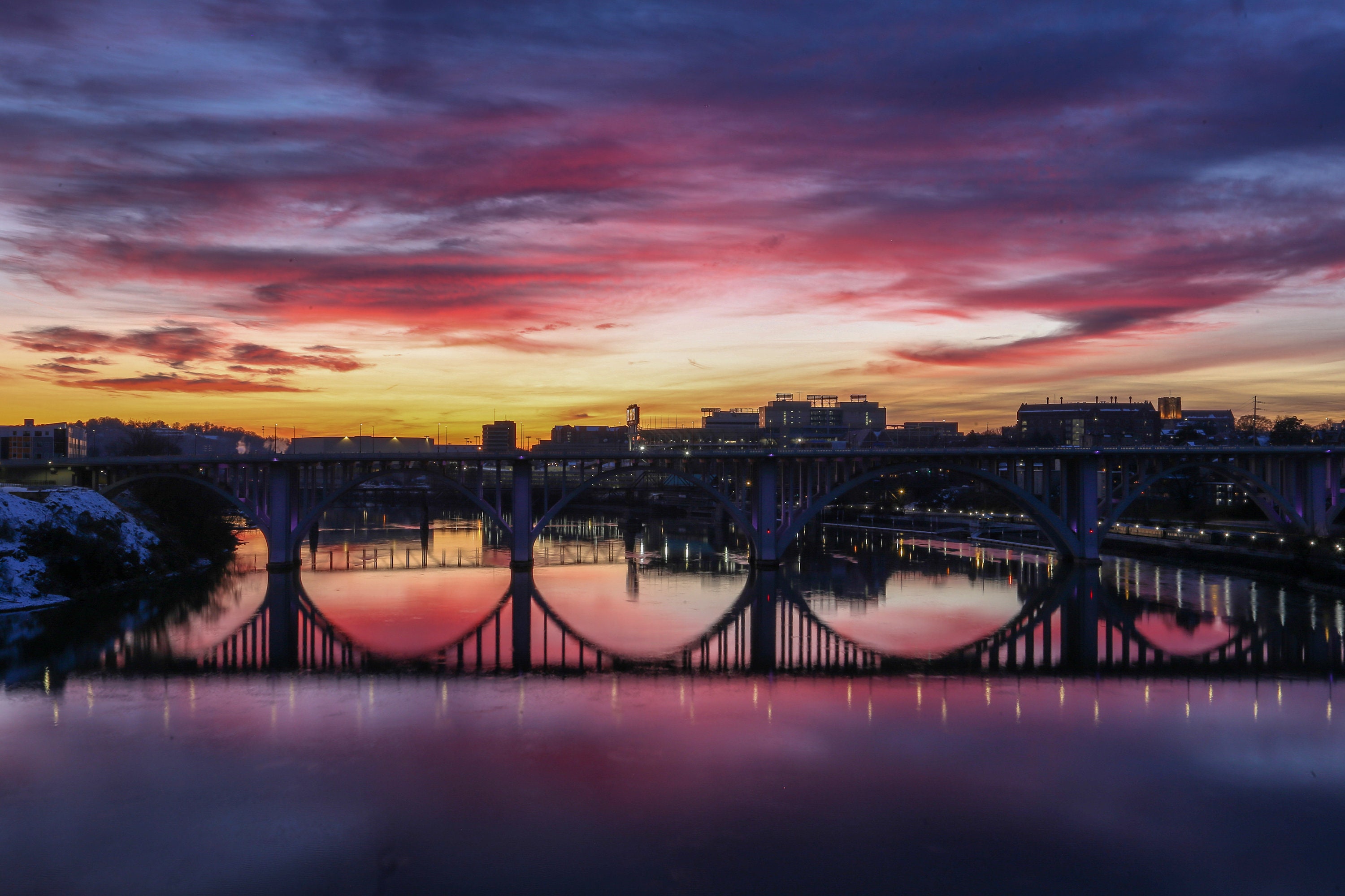 Knoxville, Tennessee City Sunset Skyline Print Canvas Wall Art