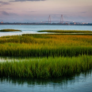 Low County Morning Arthur Ravenel Jr. Bridge Print Canvas Framed Print Charleston, South Carolina