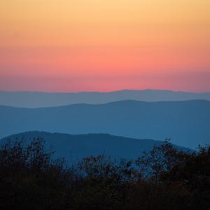 Blue Ridge Mountains Layers Virginia Photo Print Canvas Wall Art Shenandoah National Park Golden Hour Sunset Skyline Drive