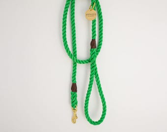 Leafy Green Rope Dog Leash // Rope Dog Lead - Strong Dog Leash - Brass Dog Leash - Australia