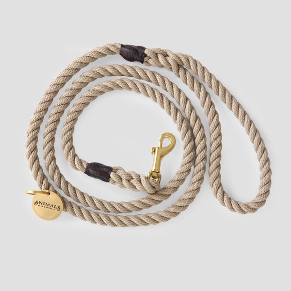 Sand Brown Rope Dog Leash // Rope Dog Lead - Strong Dog Leash - Brass Dog Leash - Australia