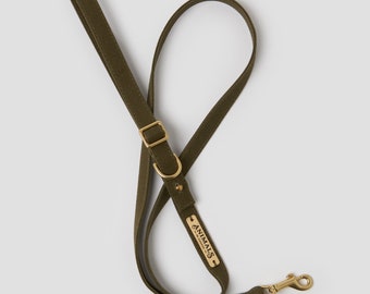 Olive Flat Dog Leash // Organic Cotton Dog Lead - Comfortable Dog Leash - Brass Dog Leash - Australia