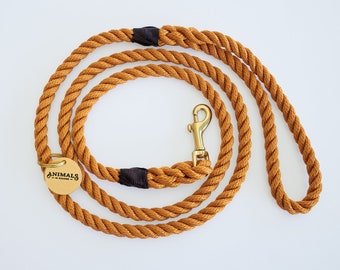 Harvest Yellow Rope Dog Leash // Rope Dog Lead - Strong Dog Leash - Brass Dog Leash - Australia