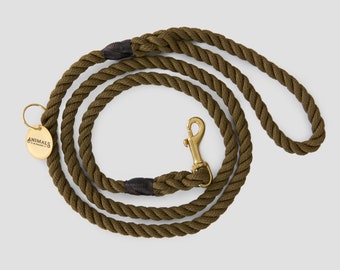 Olive Rope Dog Leash // Rope Dog Lead - Strong Dog Leash - Brass Dog Leash - Australia