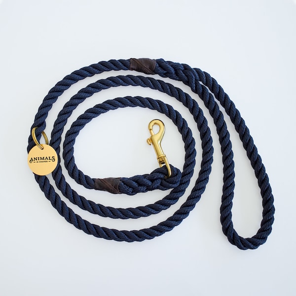 Royal Navy Rope Dog Leash // Rope Dog Lead - Strong Dog Leash - Brass Dog Leash - Australia