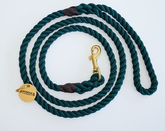 Forest Green Rope Dog Leash // Rope Dog Lead - Strong Dog Leash - Brass Dog Leash - Australia