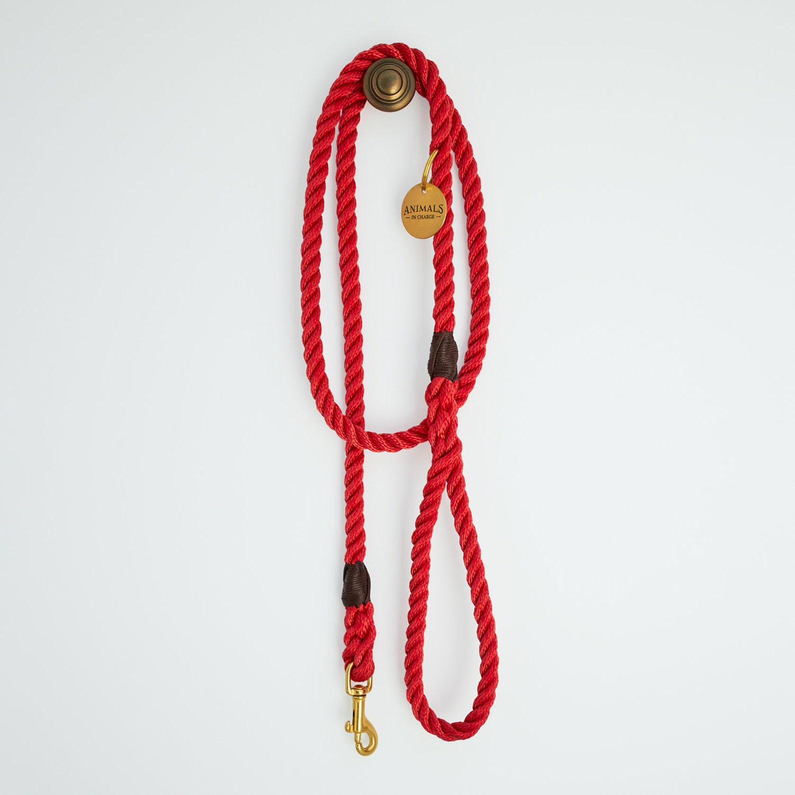 Red Rope Dog Leash // Rope Dog Lead Strong Dog Leash Brass Etsy