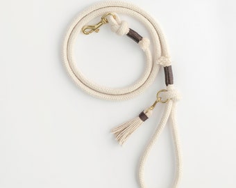 Natural Organic Cotton Rope Dog Leash // Rope Dog Lead - Soft Dog Leash - Brass Dog Leash - Australia