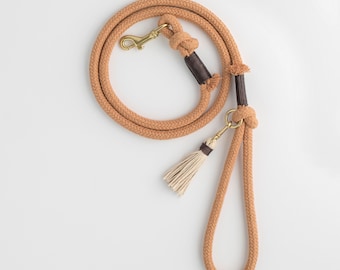 Caramel Brown Organic Cotton Rope Dog Leash // Rope Dog Lead - Soft Dog Leash - Brass Dog Leash - Australia