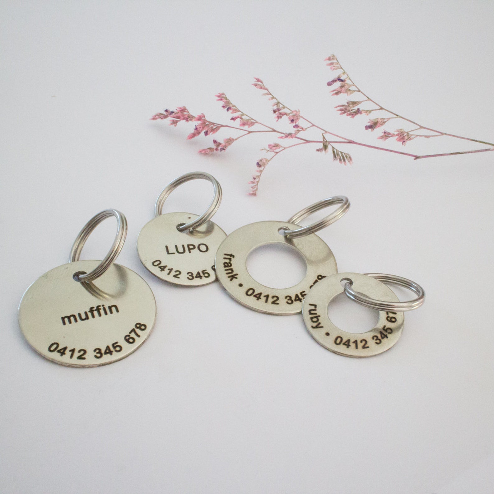 Personalized Silver Ring Dog ID Tag // Stamped Custom Pet Tag Etsy