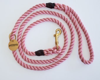 Rose Pink Rope Dog Leash // Rope Dog Lead - Strong Dog Leash - Brass Dog Leash - Australia