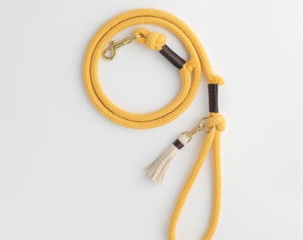 Sunflower Yellow Organic Cotton Rope Dog Leash // Rope Dog Lead - Soft Dog Leash - Brass Dog Leash - Australia