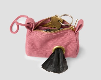 Poo Bag Holder - Dusty Pink Canvas // Organic Cotton Poo Bag Holder // Brass Poo Bag Holder // Australia