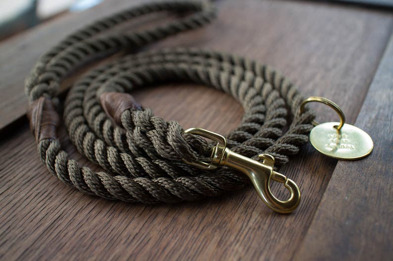Olive Rope Dog Leash // Rope Dog Lead Strong Dog Leash Etsy