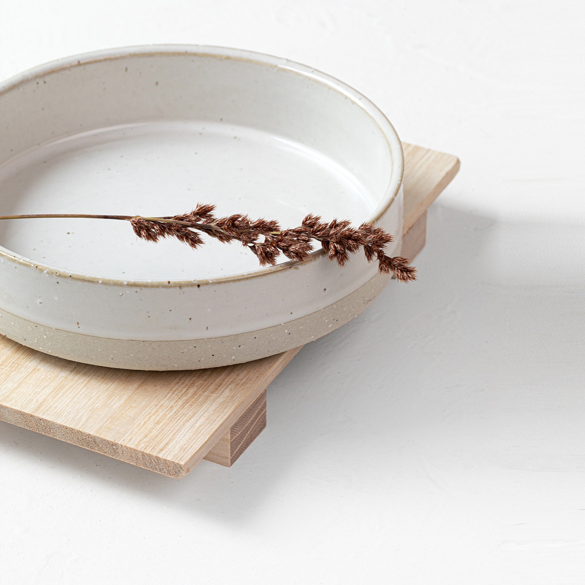 Natural White Stoneware Dog Food Bowl // Ceramic Dog Bowl Etsy