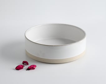 Hand-thrown Extra Large Stoneware Dog Bowl – White Ceramic
