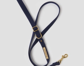 Navy Flat Dog Leash // Organic Cotton Dog Lead - Comfortable Dog Leash - Brass Dog Leash - Australia