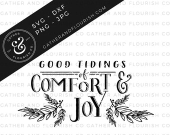 Good Tidings of Comfort & Joy Sign SVG, Christmas SVG, Christmas Stencil File, Holiday SVG, Holiday Cut File, Farmhouse Sign Stencil File