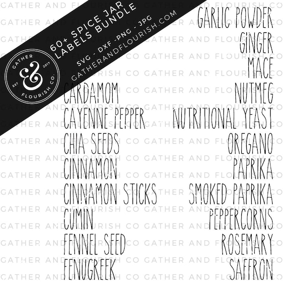 60 Rae Dunn Inspired Spice Jar Labels Svg Bundle Spice Etsy