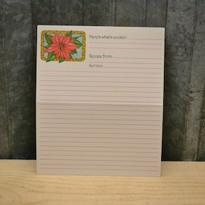 Set of 10 Vintage Blank Double Christmas Poinsettia Recipe Cards by Current Inc. 6 x 5 Inches- Christmas Recipe Cards - Stocking Stuffer