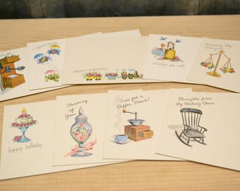 Set of 9 Vintage All Occasion Current Post A Note - Vintage Image Postcards - Stationary - Scrapbook - Journal Crafting - Vintage Ephemera