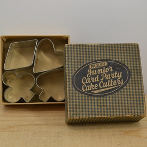 Set of Vintage Farley Junior Card Party Cake Cutters in Original Box - Game Night Theme - Card Games - Vintage Kitchen - Baking