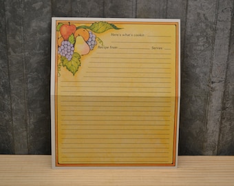 Set of 10 Vintage Blank Double Recipe Cards - 6 x 5 Inches Fruit Recipe Cards