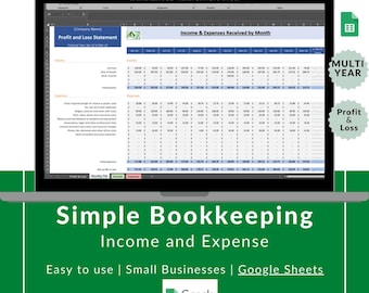 Simple Bookkeeping Spreadsheet | Google Sheets, Income & Expense Tracker