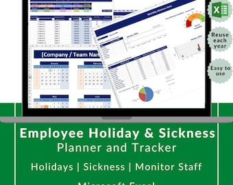 Employee Holiday & Sickness Planner, Reusable Excel Template