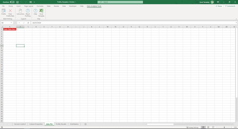 May include: A blank spreadsheet with the title "Data Analysis Tools" in the top right corner. The spreadsheet has rows and columns labeled with letters and numbers.
