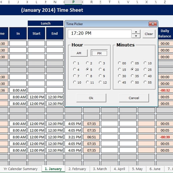 Clock in Out Sheet Etsy