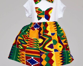 Kids clothes/Baby clothes/Custom Ankara baby bodysuit , skirt, headband/kente girls dress/ African baby dress/ Baby personalized gift.