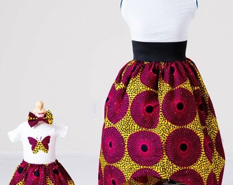 Mother/ Daughter Ankara baby bodysuit( Toddler set), Mum and Baby skirt, headband.African prints mummy/daughter set.