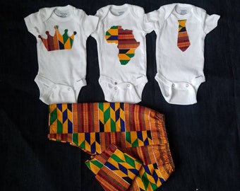 Baby boy coming home outfit/Newborn boy 4 piece set Ankara bodysuit with pants for baby boys/ Baby boy set/ Newborn set. First Easter