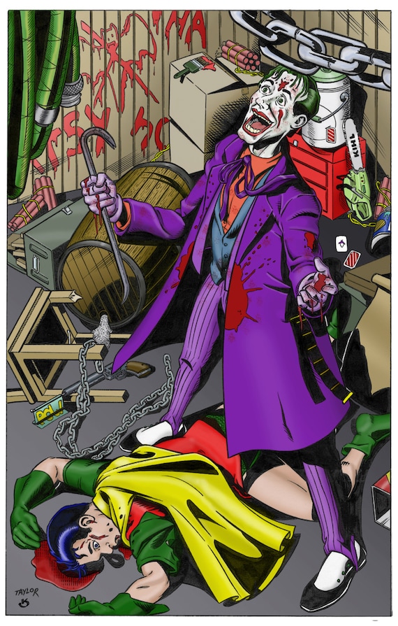 Items similar to Joker Kills Robin Illustration 11x17 Art Print, Comic
