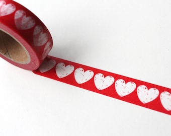 Love heart Red washi tape, Wedding washi tape Heart crafting tape