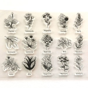 Botanicals Floral  Silicone Stamp/ Flower Clear stamp/ Rubber stamps/ Botanical Planner