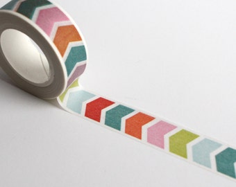 Chevron Washi tape, Rainbow Colourful Bullet Journal bright Planner tape