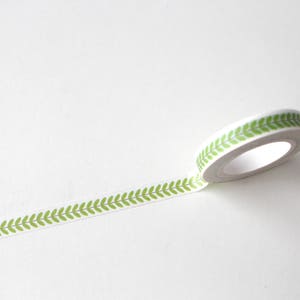 Green Leaf Skinny washi tape/  Thin Planner tape/ Skinny Laurel Scrapbooking Deco